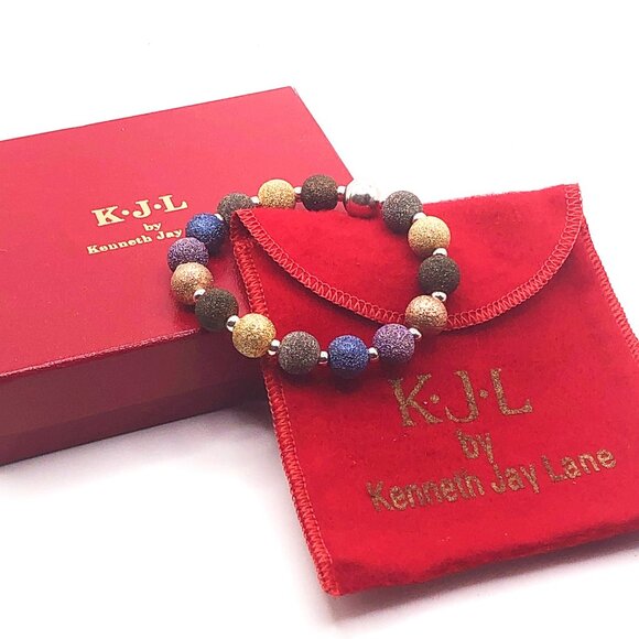 Kenneth Jay Lane Multicolor Beaded Bracelet w/ Magnetic Clasp - Picture 10 of 11